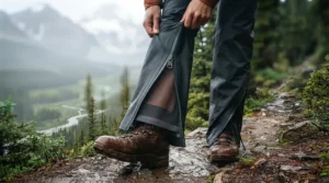 Pantalon de pluie avec fermetures éclair latérales complètes et taille ajustable | Rain pants with full side zips featuring an adjustable waistband