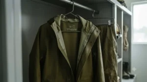 Proper storage guide for drying and maintaining PVC rain suit.