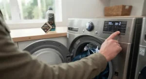 Running a second rinse cycle to ensure all soap residue is completely removed from the waterproof fabric.