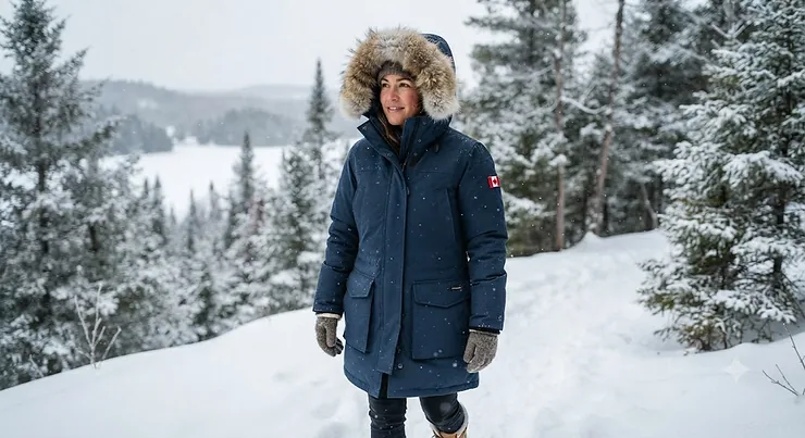 Illustration of a warm winter parka featured in our Canadian-made winter parka review.