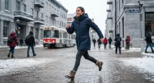 Illustration showing the fit and mobility of a coat tested in a Canadian-made winter parka review.