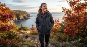 Women's convertible system jacket showcasing a comfortable, active fit for outdoor adventures.